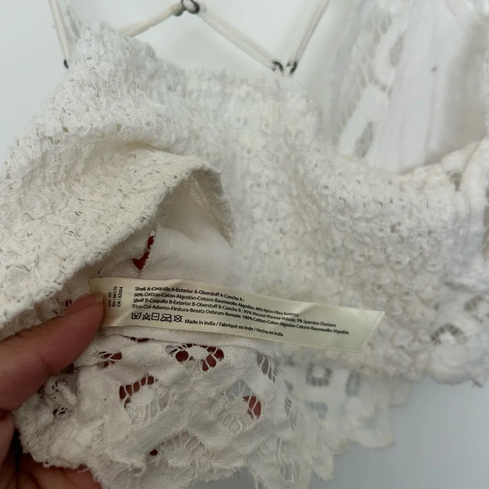 Free People One Adella White Lace Bralette Crop Top size s boho chic festival